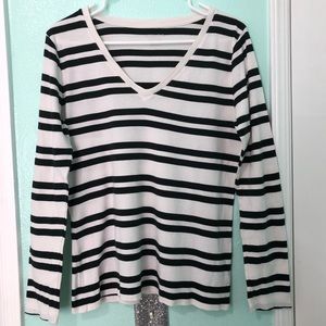Merona Black & White Striped Long Sleeve